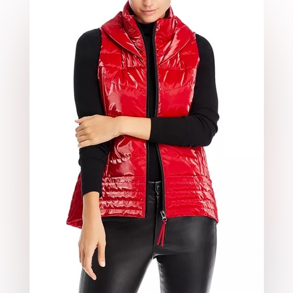 Anorak The Stitched Fashion Puffer Vest Red Vinyl woman’s Small - Picture 1 of 6